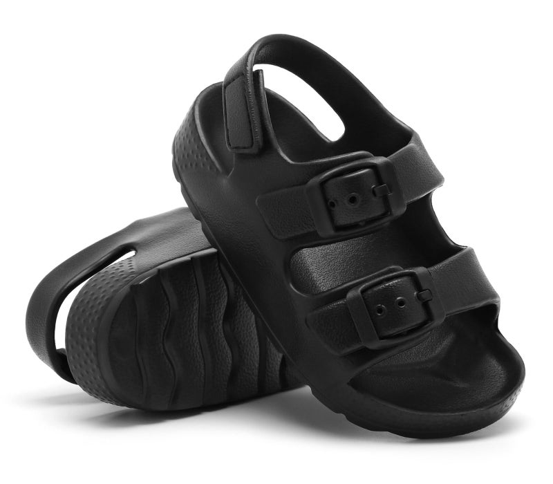 ChayChax Toddler Boys Girls Double Buckle Sandals Children's Adjustable Back Strap Water Sandal, Black, 6 Toddler - Image 4
