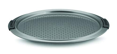 Anolon Advanced Nonstick Bakeware 13-Inch Pizza Crisper, Gray with Silicone Grips - Image 1