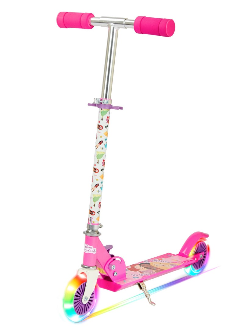 Spartan Disney Princess Kids Kick Scooter | Light-Up Wheels | Lightweight Frame | Height-Adjustable Handlebar | Easy-Fold Mechanism | Kids scooter  - Image 1