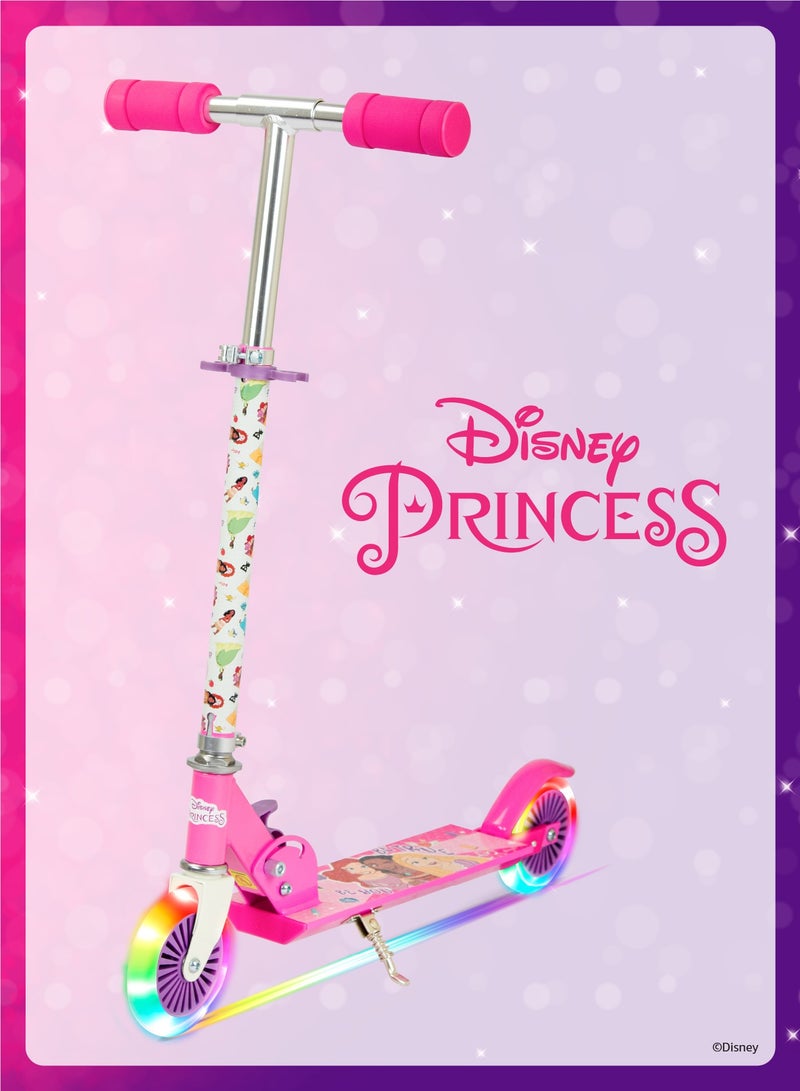 Spartan Disney Princess Kids Kick Scooter | Light-Up Wheels | Lightweight Frame | Height-Adjustable Handlebar | Easy-Fold Mechanism | Kids scooter  - Image 2