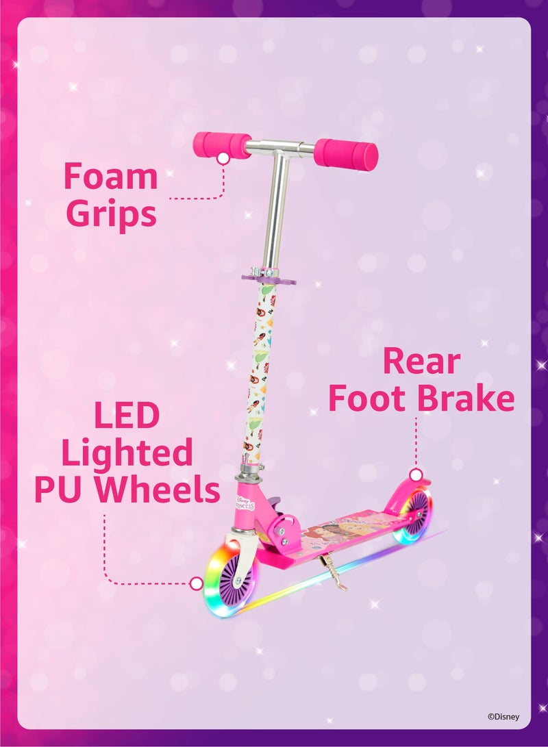 Spartan Disney Princess Kids Kick Scooter | Light-Up Wheels | Lightweight Frame | Height-Adjustable Handlebar | Easy-Fold Mechanism | Kids scooter  - Image 3