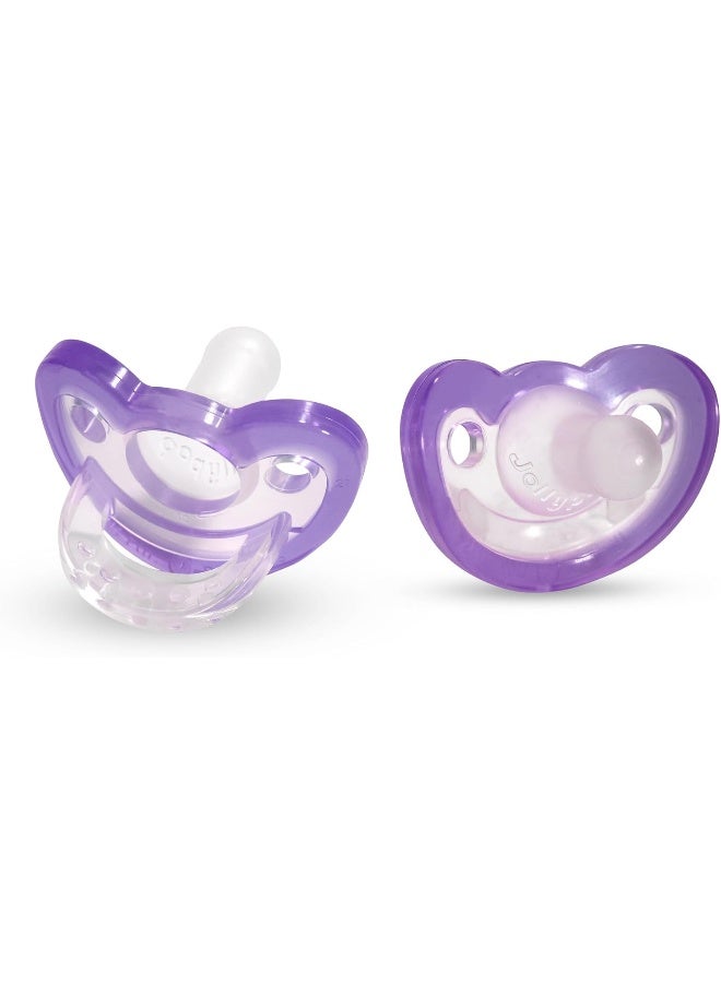 RaZbaby Jollypop Pacifier for Newborns & Up, USA Made, Natural Shaped Orthodontic Binky, Lovingly Shared in NICUs & Hospitals Worldwide, Medical-Grade 100% BPA-Free - 0-3 Months, 2 Pack - Lavender - Image 1