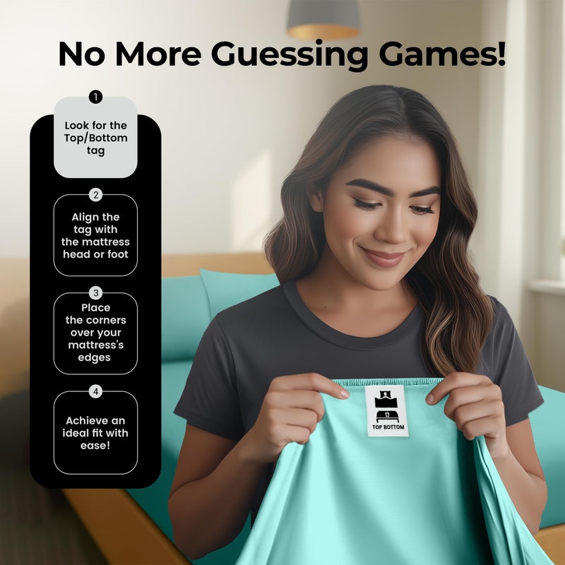 Utopia Bedding Queen Fitted Sheet - Bottom Sheet - Deep Pocket - Soft Microfiber - Shrinkage and Fade Resistant - Easy Care -1 Fitted Sheet Only (Spa Blue) - Image 5