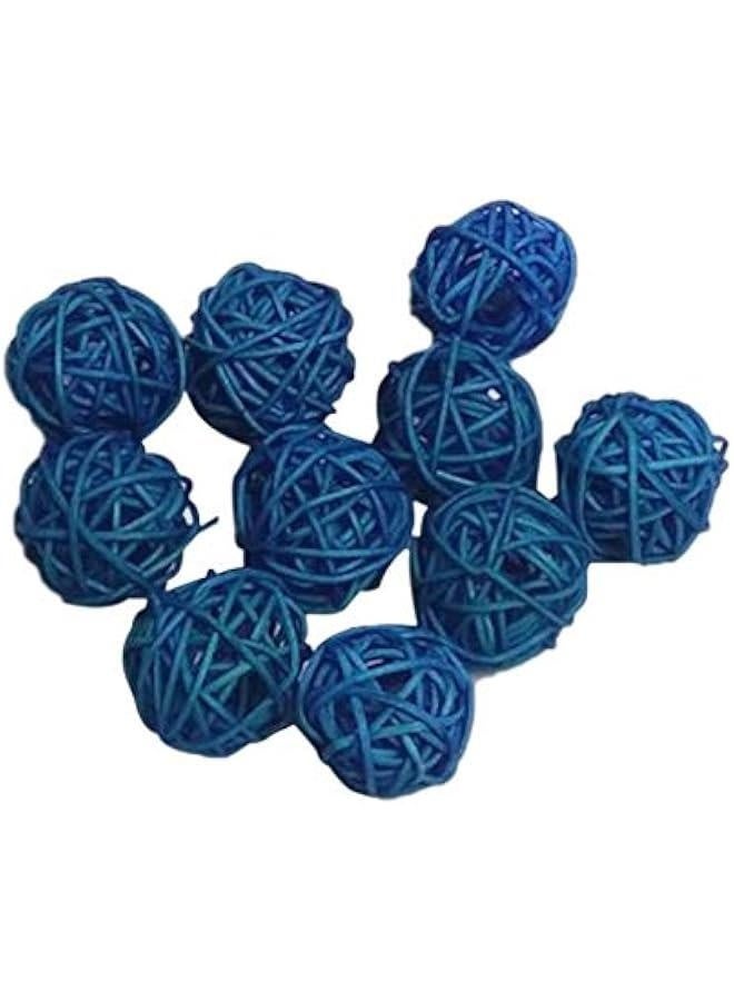 كرات مصنوعة من الروطان، 10 قطع، كرات زخرفية لتزيين الفازة، تعبئة للحرف اليدوية، حفلات، زينة حفلات الزفاف، استحمام الأطفال، إكسسوارات، القطر: 30 ملم، باللون الأزرق - Image 2