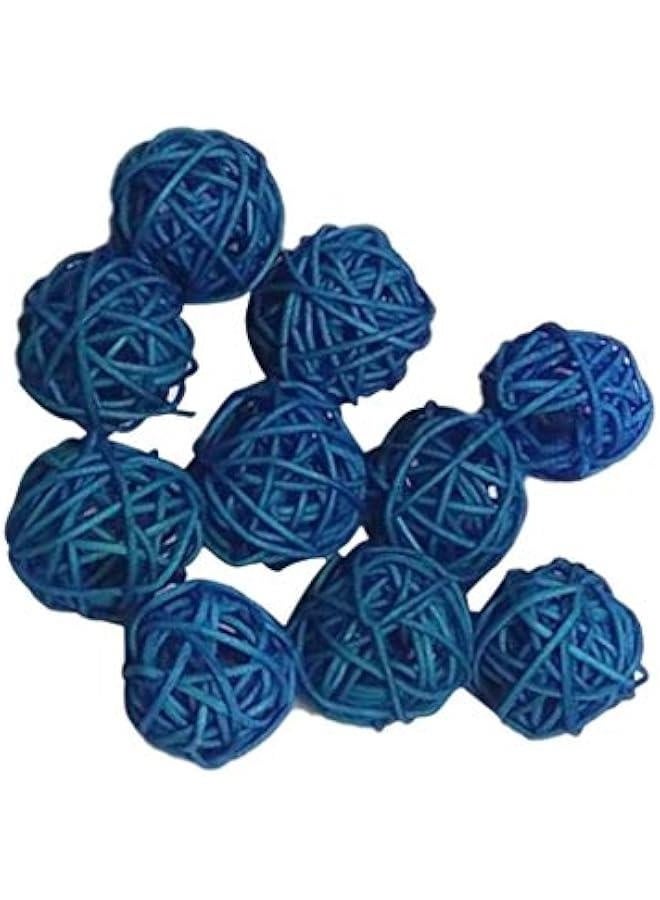كرات مصنوعة من الروطان، 10 قطع، كرات زخرفية لتزيين الفازة، تعبئة للحرف اليدوية، حفلات، زينة حفلات الزفاف، استحمام الأطفال، إكسسوارات، القطر: 30 ملم، باللون الأزرق - Image 1