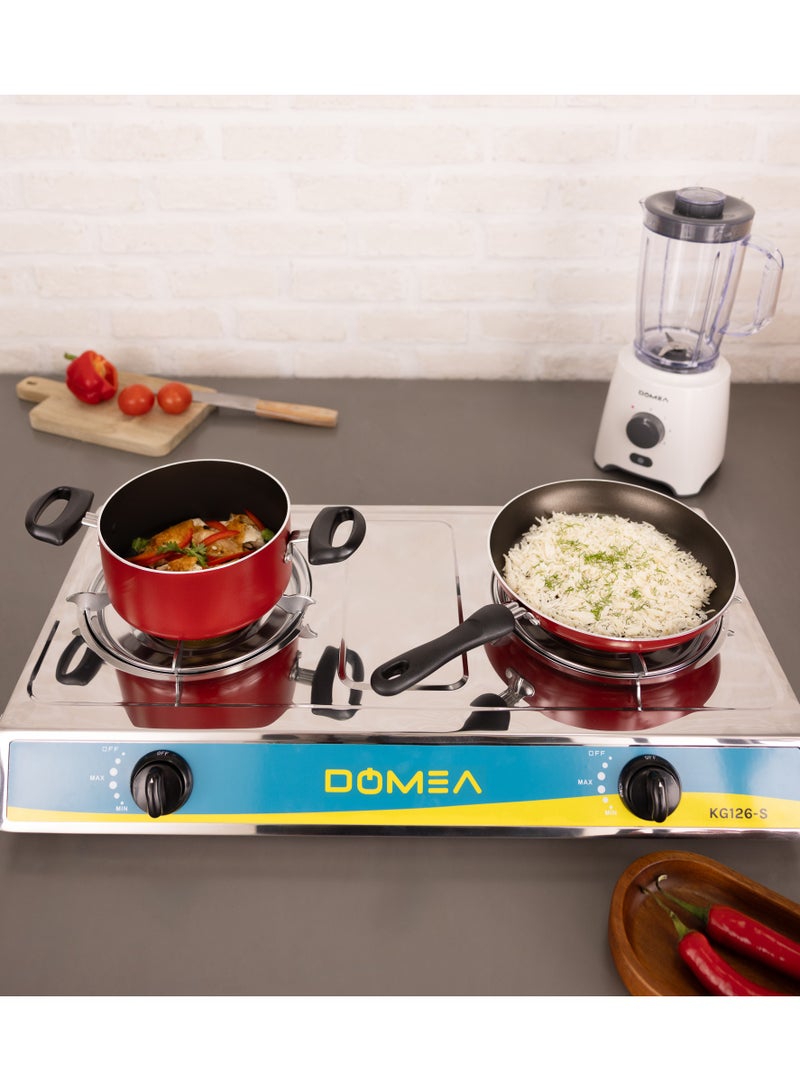 DOMEA Gas Burner With Auto Ignition, 2 Burners Gas Stove, Stainless Steel Top, Perfect For Home, Apartment, Parties - Image 4