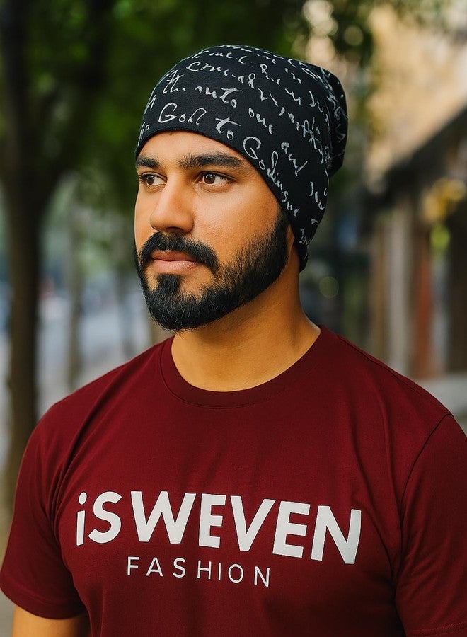 آي سويفين قبعة iSWEVEN الصوفية المترهلة للرجال والنساء | غطاء رأس خفيف الوزن وقابل للتمدد | قبعة صوفية مناسبة للجنسين مع ذيل الحصان للركض والجري والاستخدام الخارجي والشتوي (أسود، BC7013A) - Image 4