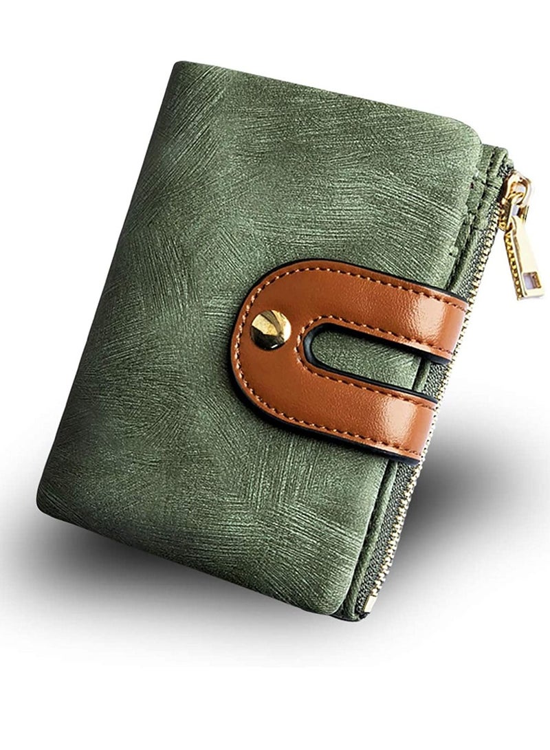 NIBEMINENT Women's Rfid Small Double-Fold Leather wallet Mini Zipper wallet ID Card Pocket  - Image 1
