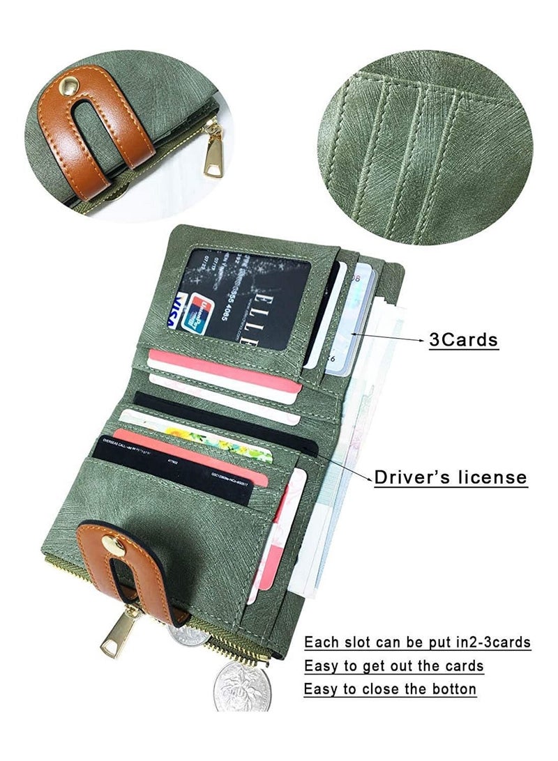 NIBEMINENT Women's Rfid Small Double-Fold Leather wallet Mini Zipper wallet ID Card Pocket  - Image 2
