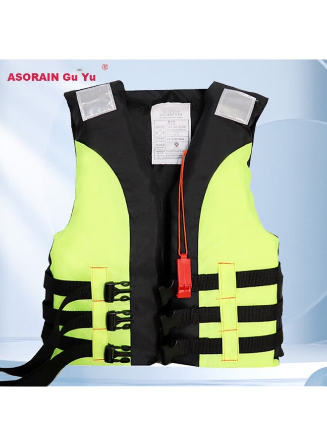 Asorain Green Children's Life Jacket, Swimming Suit With Whistle, Reflective Strips, Outdoor Flood Prevention, Rafting, Surfing Safety Gear - Image 1