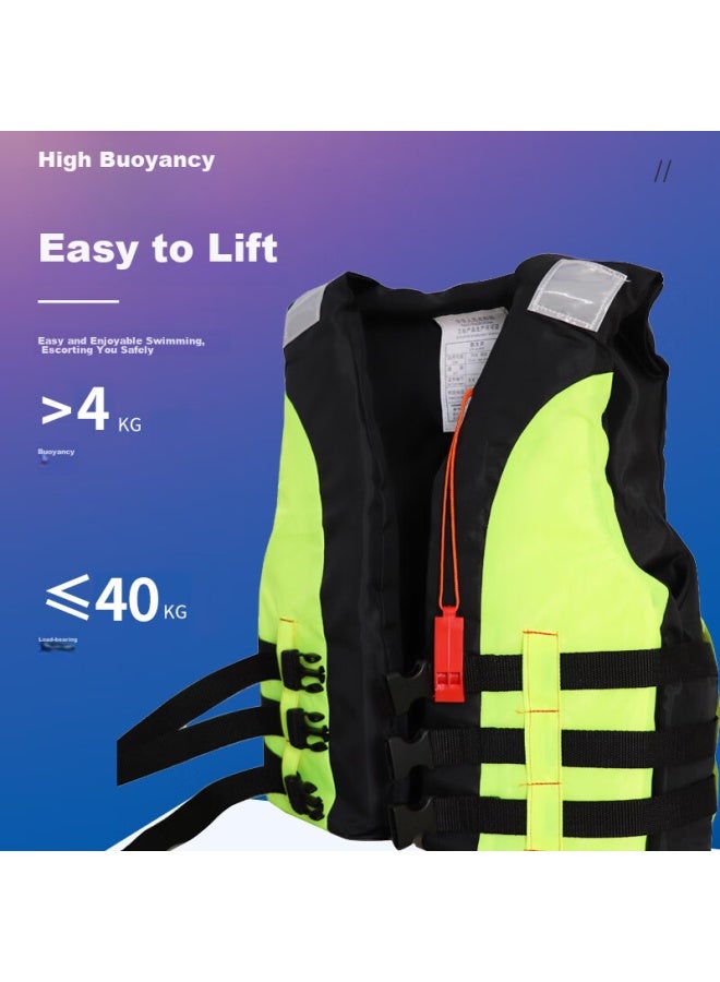 Asorain Green Children's Life Jacket, Swimming Suit With Whistle, Reflective Strips, Outdoor Flood Prevention, Rafting, Surfing Safety Gear - Image 2