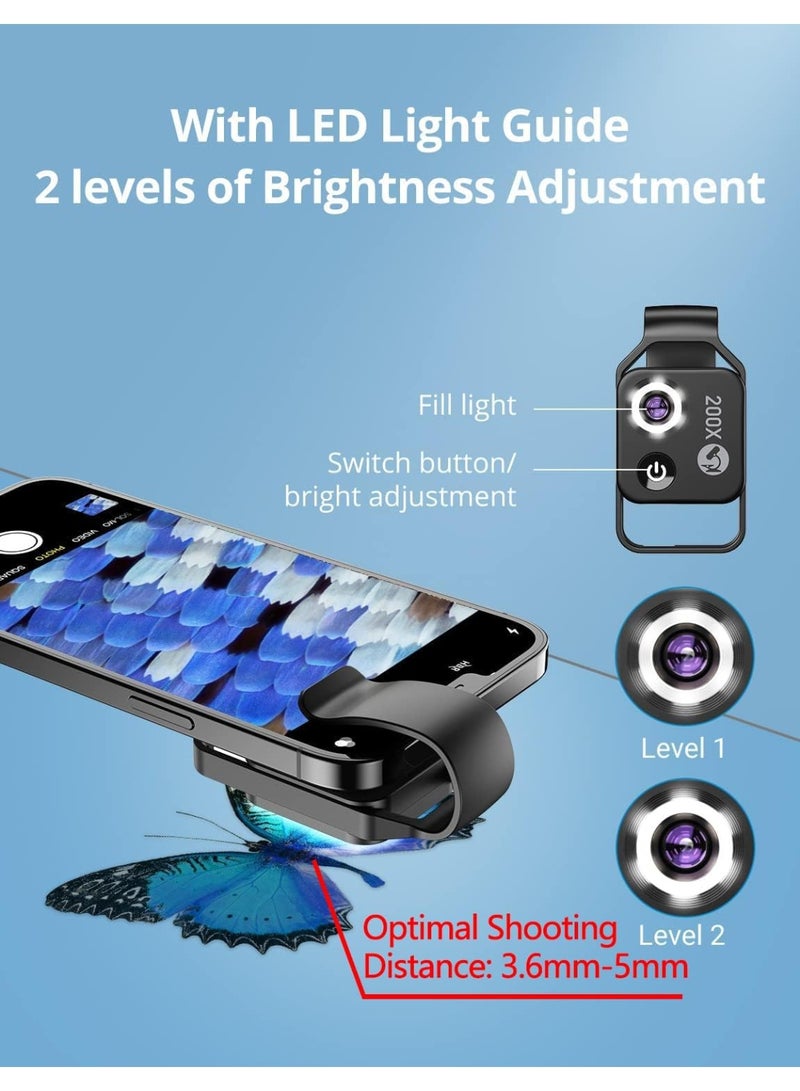 ميكروسكوب هاتف APEXEL مع عدسة CPL / ضوء LED ، مرفق كاميرا ميكروسكوب جيب Nano Zoom 200X مع مقطع عالمي لمعظم هاتف iPhone / Andriod - أفضل هدية للاستمتاع بميكروولد للأطفال والكبار - Image 3
