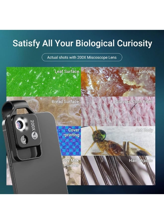 ميكروسكوب هاتف APEXEL مع عدسة CPL / ضوء LED ، مرفق كاميرا ميكروسكوب جيب Nano Zoom 200X مع مقطع عالمي لمعظم هاتف iPhone / Andriod - أفضل هدية للاستمتاع بميكروولد للأطفال والكبار - Image 5