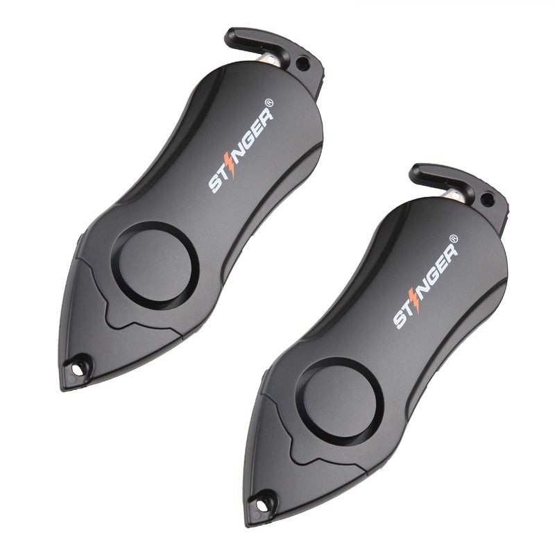Stinger Personal Alarm Keychain Emergency Tool, Safety Panic Alarm Siren, Seat Belt Cutter, Glass Breaker, Security Device for Women Men Kid, Designed in USA (Black 2 pcs) - Image 1