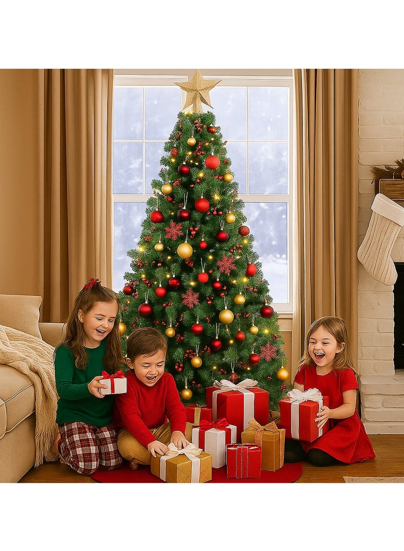 واي آند دي شجرة عيد الميلاد الاصطناعية المزخرفة مع حامل شجرة صنوبر سهلة التجميع بمفصلات معدنية وقاعدة قابلة للطي لتزيين المنزل والمكتب وحفلات الأعياد شجرة عيد الميلاد الداخلية للشقة حامل معدني خارجي لشجرة عيد الميلاد - Image 1