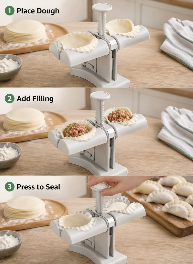 Leoxol Double Head Dumpling Maker | 2 In 1 Manual Dumpling Press Mould | Momo Gyoza Ravioli Empanada Samosa Pierogi Wonton Maker Kitchen Gadget - Image 5