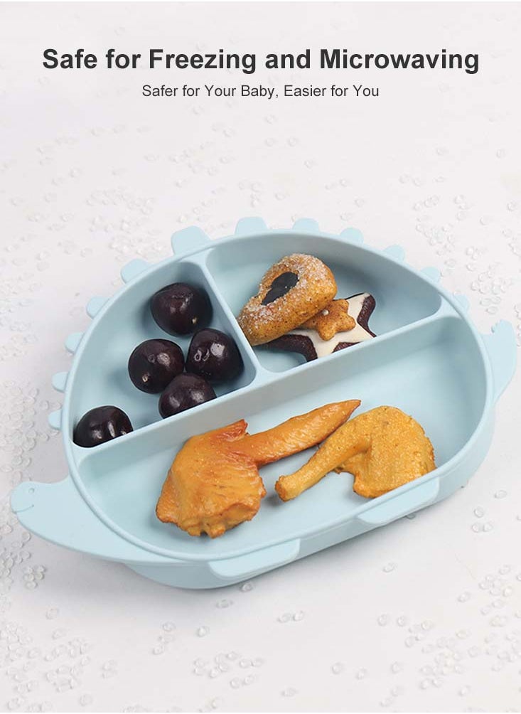 Perfii Complete 8-Pieces Silicone Baby Crockery Set, BPA Free Baby Tableware Set with Soft Silicone Bib and Utensils  - Image 4
