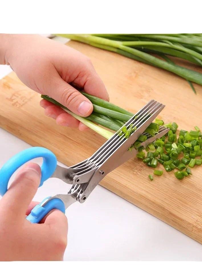 مقص تقطيع متعدد الاغراض مع 5 شفرات من الستانلس ستيل ومشط تنظيف - Image 2