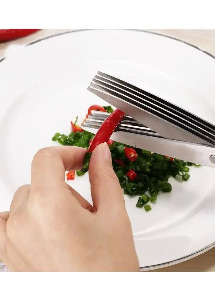 مقص تقطيع متعدد الاغراض مع 5 شفرات من الستانلس ستيل ومشط تنظيف - Image 3