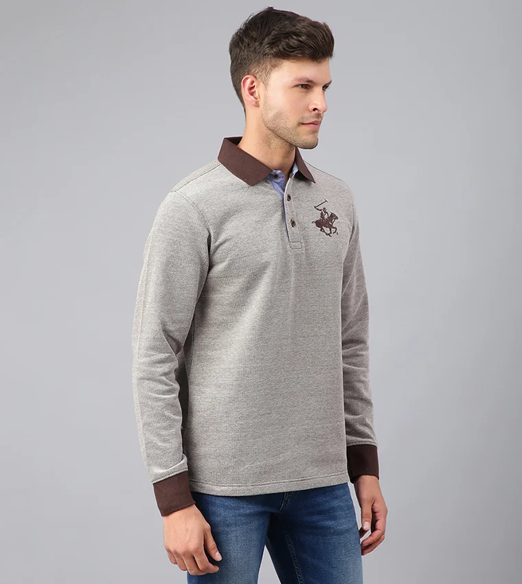 BEVERLY HILLS POLO CLUB Logo Embroidered Solid Polo T-Shirt