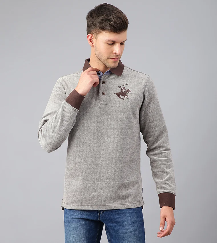 BEVERLY HILLS POLO CLUB Logo Embroidered Solid Polo T-Shirt