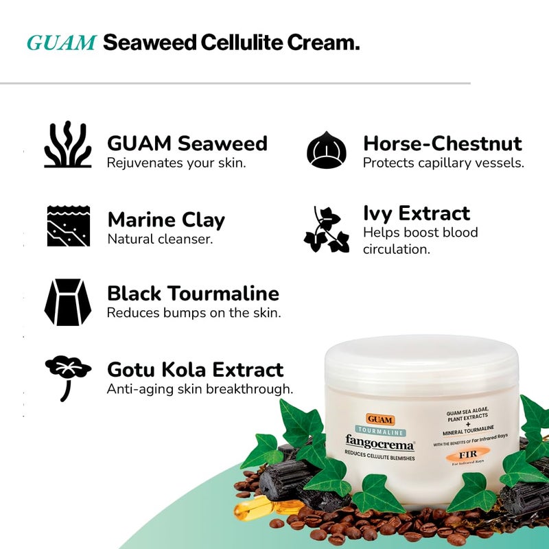 GUAM Fangocrema Anti-Cellulite Cream â€“ Seaweed & Tourmaline FIR for Skin Tightening â€“ Hot Gel with Caffeine for Firming & Contouring (10.5Oz) - Image 4