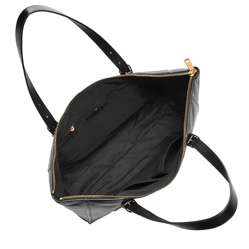 Fossil Women's Carlie Leather Tote Bag Purse Handbag, Black (Model: ZB1773001) - Image 2