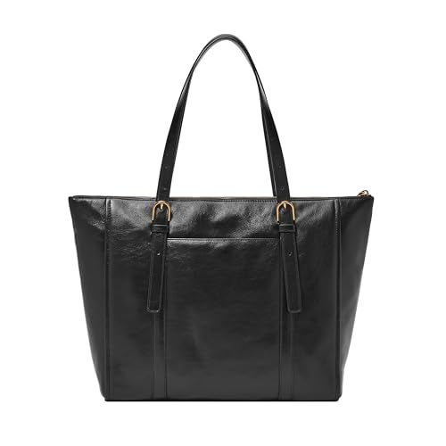 Fossil Women's Carlie Leather Tote Bag Purse Handbag, Black (Model: ZB1773001) - Image 3