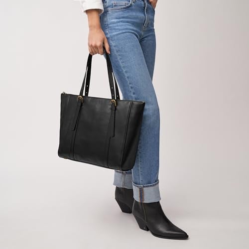 Fossil Women's Carlie Leather Tote Bag Purse Handbag, Black (Model: ZB1773001) - Image 5