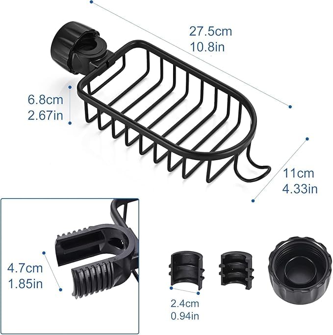 MAPPLE CREATION Toilet Storage Rack Without Punching, Bathroom Storage Rack, Toilet Waterproof Paste Shelf, Place Shampoo and Shower Gel Shelf, Drain Rack with Soap Holder & Storage Basket (Black) - Image 4