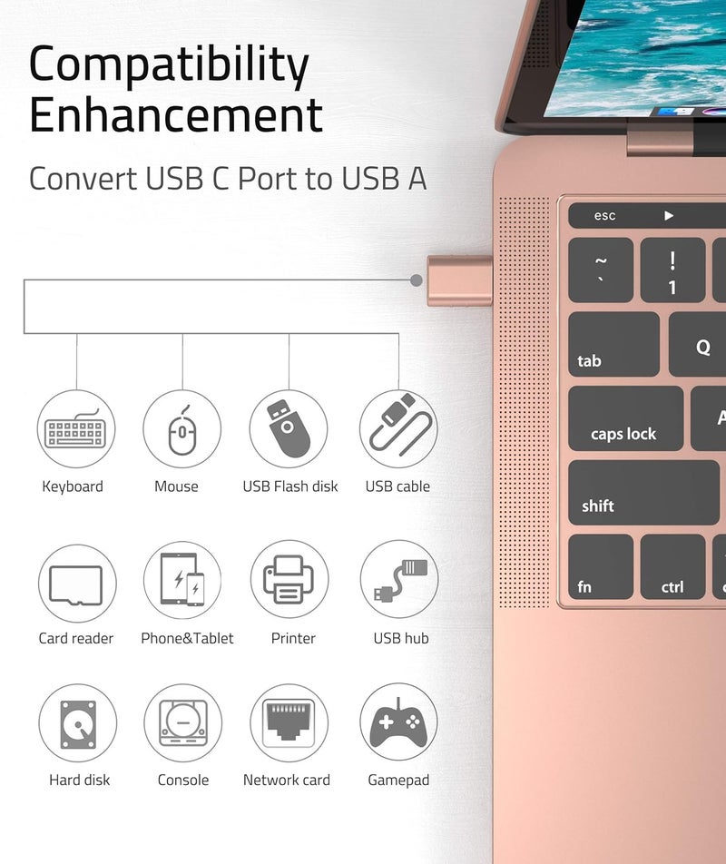 Syntech [2 Pack USB Male to USB3 Female Adapter Compatible with iPhone 17 Pro Max iMac iPad mini/Pro 2023 Pro MacBook Air 2024 and Other Type C Devices, Rose Gold - Image 2