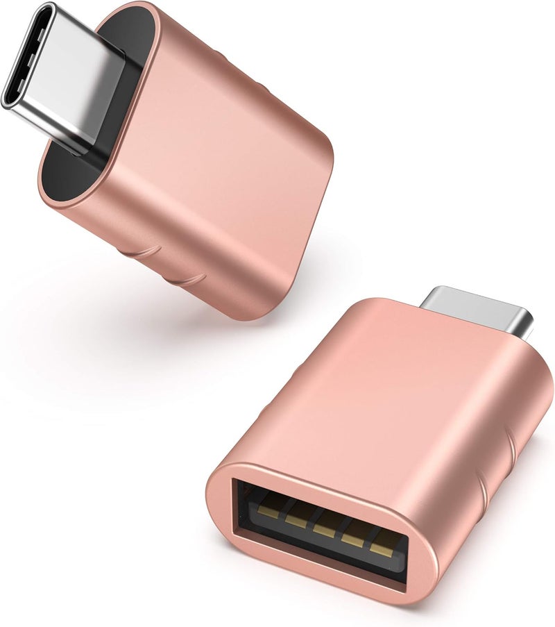 Syntech [2 Pack USB Male to USB3 Female Adapter Compatible with iPhone 17 Pro Max iMac iPad mini/Pro 2023 Pro MacBook Air 2024 and Other Type C Devices, Rose Gold - Image 1