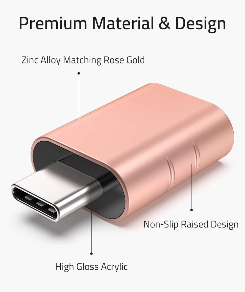 Syntech [2 Pack USB Male to USB3 Female Adapter Compatible with iPhone 17 Pro Max iMac iPad mini/Pro 2023 Pro MacBook Air 2024 and Other Type C Devices, Rose Gold - Image 3