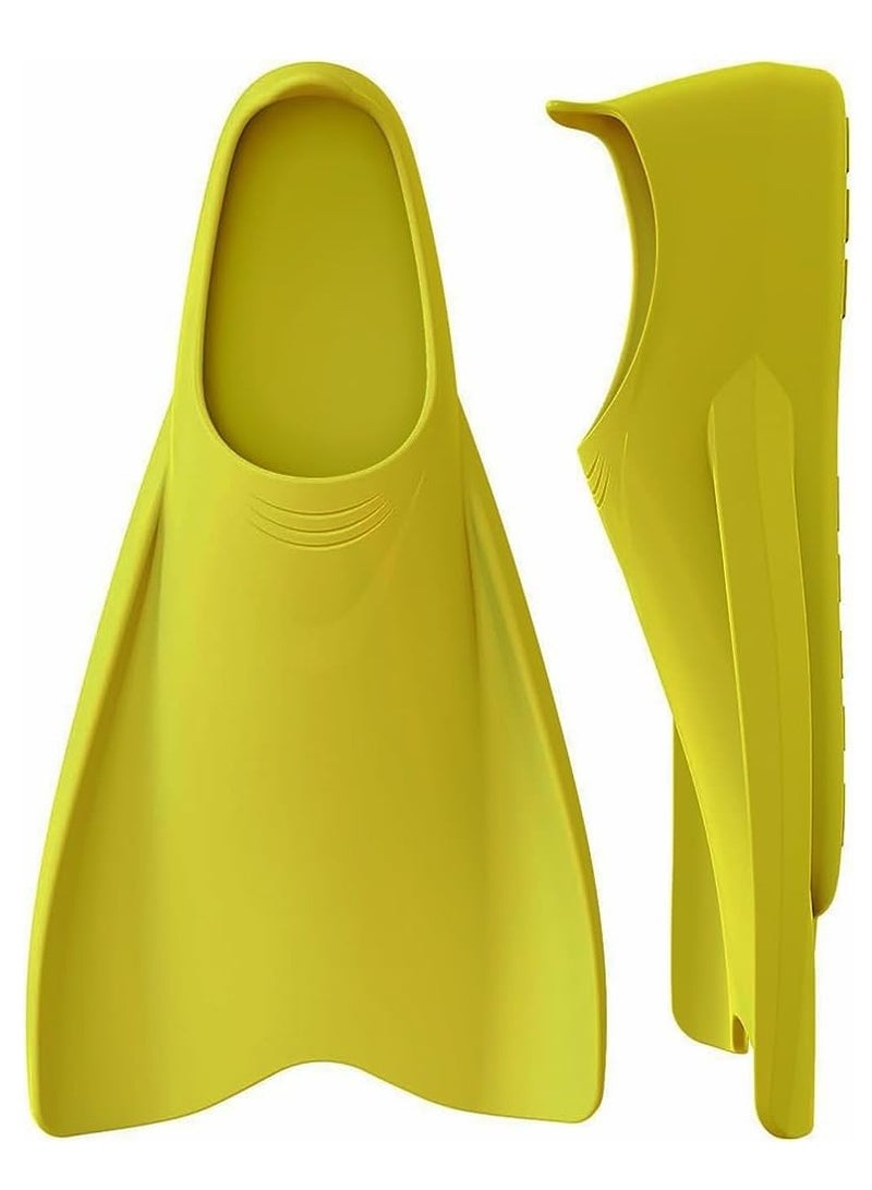 SYOSI زعانف سباحة، زعانف تدريب قصيرة مبسطة، زعانف سباحة من السيليكون للأطفال والكبار وللسباحة والغطس والغوص، مقاس XS، أصفر - Image 1