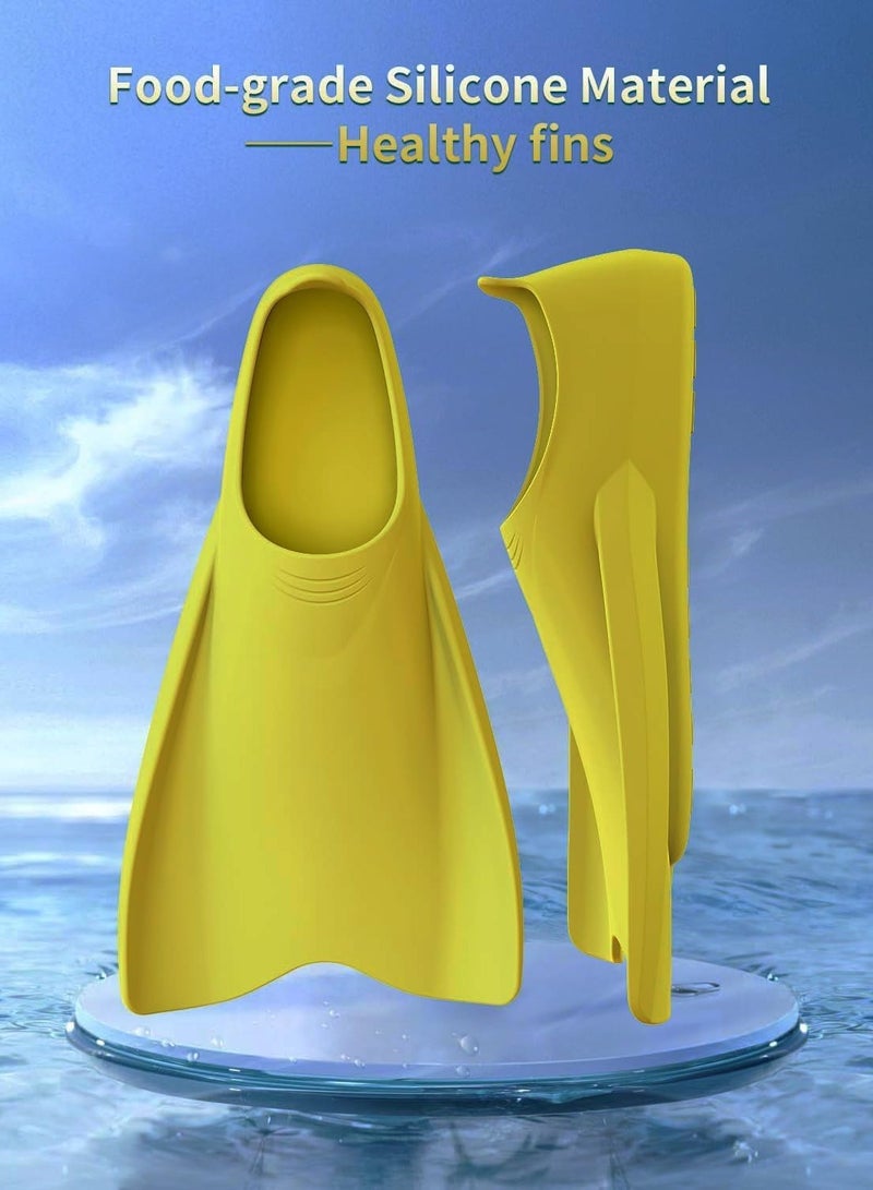 SYOSI زعانف سباحة، زعانف تدريب قصيرة مبسطة، زعانف سباحة من السيليكون للأطفال والكبار وللسباحة والغطس والغوص، مقاس XS، أصفر - Image 5