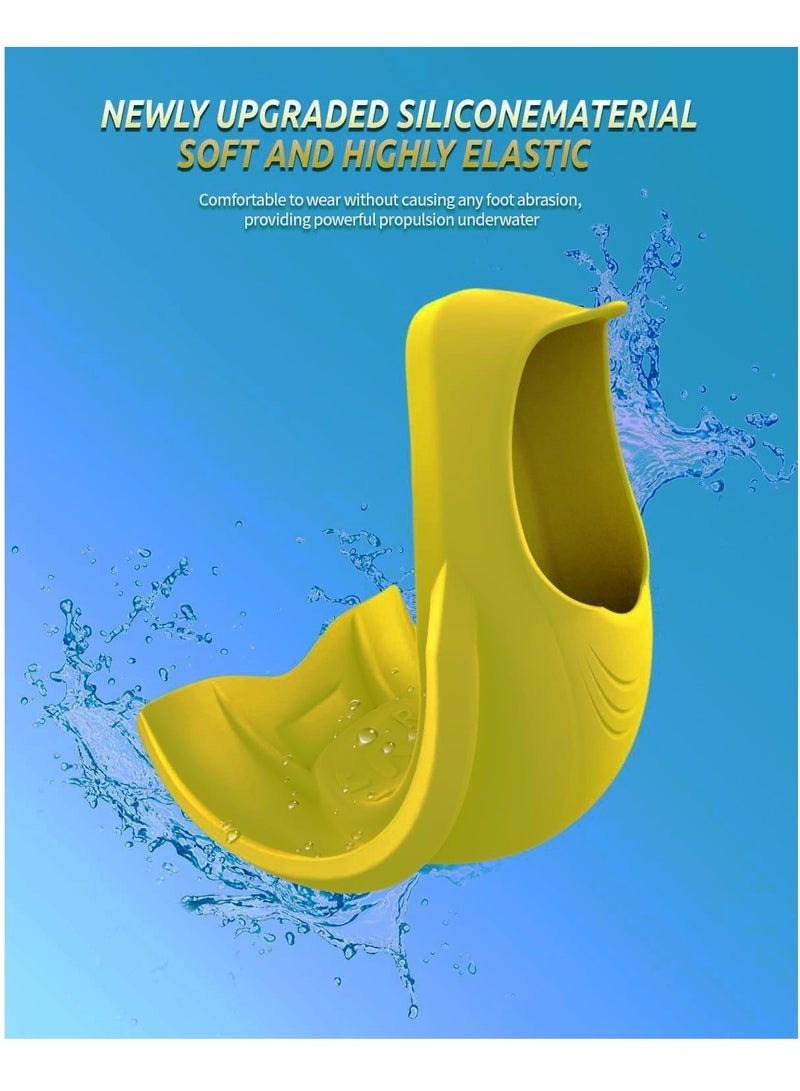 SYOSI زعانف سباحة، زعانف تدريب قصيرة مبسطة، زعانف سباحة من السيليكون للأطفال والكبار وللسباحة والغطس والغوص، مقاس XS، أصفر - Image 3