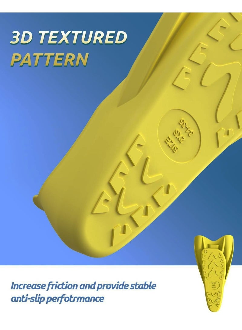 SYOSI زعانف سباحة، زعانف تدريب قصيرة مبسطة، زعانف سباحة من السيليكون للأطفال والكبار وللسباحة والغطس والغوص، مقاس XS، أصفر - Image 4