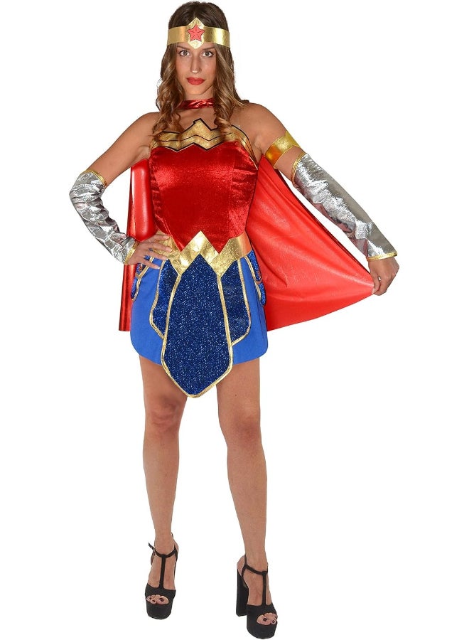 Ciao Wonder Woman Adult Costume Size M | Official DC Comics Superhero Outfit with Dress, Gloves, Sleeves & Overboots - Image 1