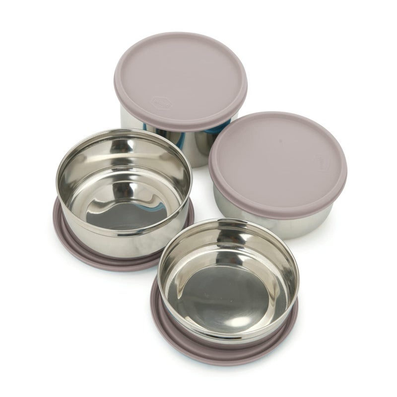 Gluman Steel Lunch Box 4 Steel Containers with BPAFree Lids 500 ml 350 ml 350 ml 250 ml Ideal for Office School College Leakproof Insulated with Fabric Bag Grey - Image 3