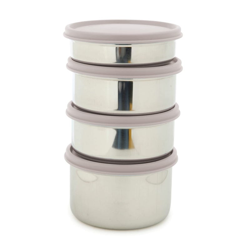 Gluman Steel Lunch Box 4 Steel Containers with BPAFree Lids 500 ml 350 ml 350 ml 250 ml Ideal for Office School College Leakproof Insulated with Fabric Bag Grey - Image 4