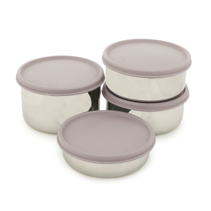 Gluman Steel Lunch Box 4 Steel Containers with BPAFree Lids 500 ml 350 ml 350 ml 250 ml Ideal for Office School College Leakproof Insulated with Fabric Bag Grey - Image 2