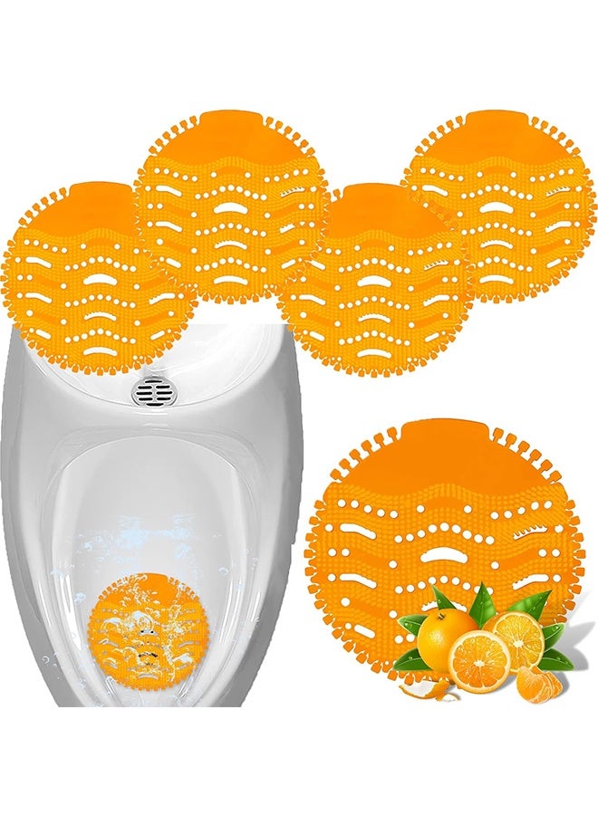 5 حزمة شاشات البول العطرية مزيل الرائحة مع شعارات مضادة للرش ، مزيل الرائحة الحمام الرجال المرحاض اللامائي المضادة للرش البول للمراحيض العامة وتناسب معظم أجهزة البول العلامة التجارية (البرتقالي) - Image 1