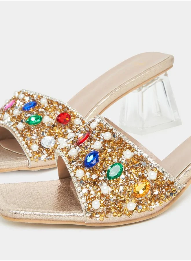 ستايلي Embellished Detail Block Heels