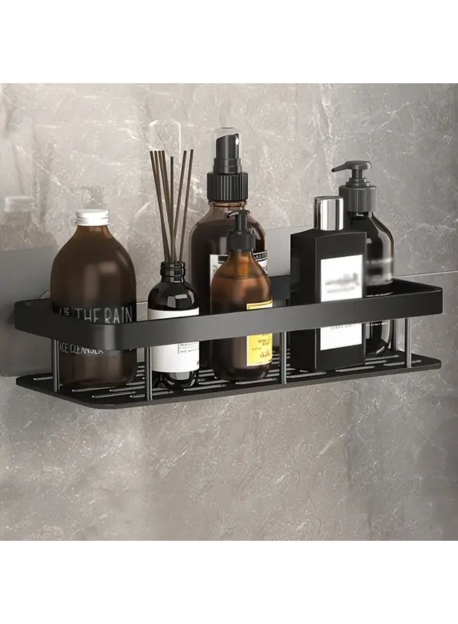 Wall Mounted Easy To Clean No Drill Installation Bathroom Kitchen Storage Rack Space Saving Organizer For Shampoo Soap Accessories Bathroom Storage Rack - Image 2