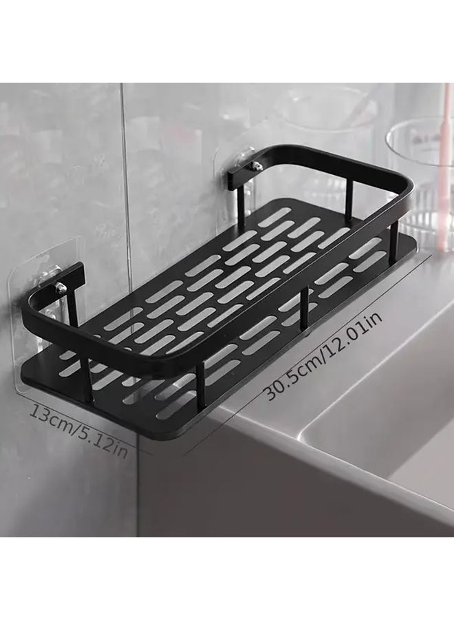 Wall Mounted Easy To Clean No Drill Installation Bathroom Kitchen Storage Rack Space Saving Organizer For Shampoo Soap Accessories Bathroom Storage Rack - Image 3