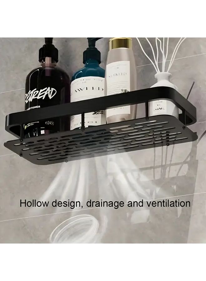 Wall Mounted Easy To Clean No Drill Installation Bathroom Kitchen Storage Rack Space Saving Organizer For Shampoo Soap Accessories Bathroom Storage Rack - Image 4