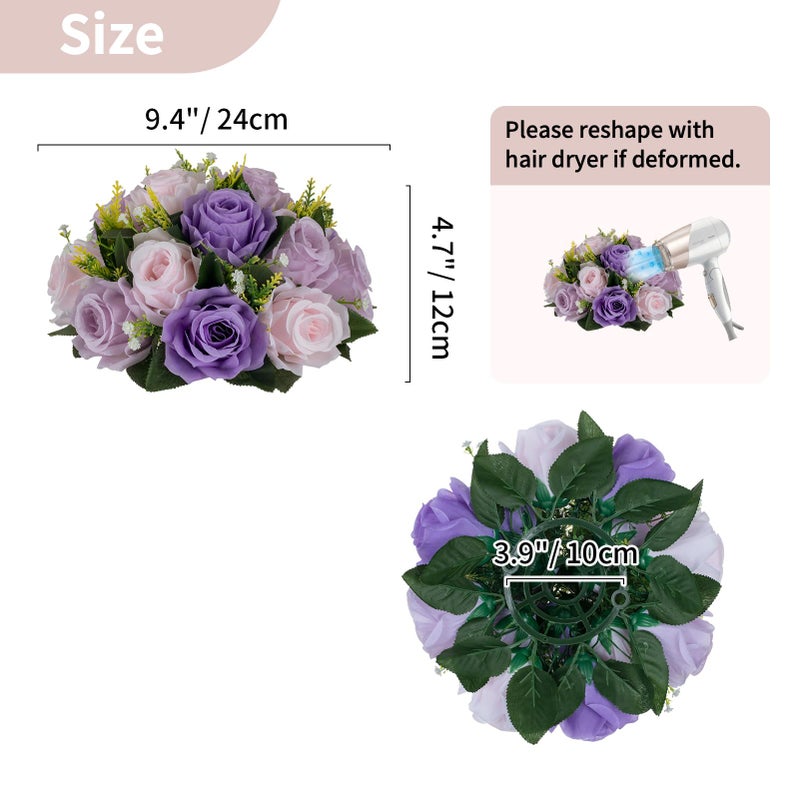 NUPTIO Artificial Flower Ball Centerpieces: 10 Pcs Lilac & Purple & Pink Rose Arrangements for Wedding Party Tables - Faux Silk Floral DIY Kissing Balls for Home Event Dining Decorations - Image 4