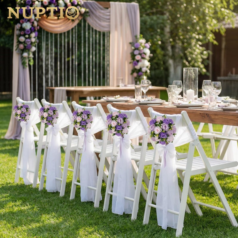 NUPTIO Artificial Flower Ball Centerpieces: 10 Pcs Lilac & Purple & Pink Rose Arrangements for Wedding Party Tables - Faux Silk Floral DIY Kissing Balls for Home Event Dining Decorations - Image 5