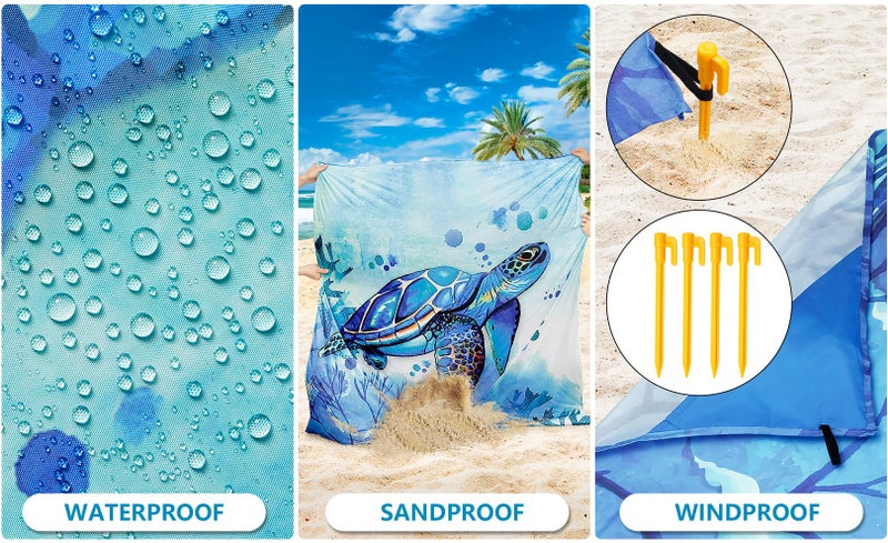 WIWIGO Beach Blanket Waterproof Sandproof Beach Mat 79" X 83"/10'x9'for 2-8 Adults Quick Drying Outdoor Picnic Mat Beach Accessories for Travel, Camping, Hiking - Image 3