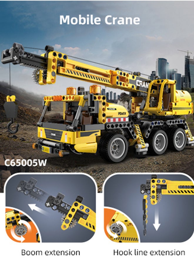 CaDA CaDA Car Toy Building Blocks Yellow Mobile Crane C65005W 658pcs for +8 Years old  - Image 4